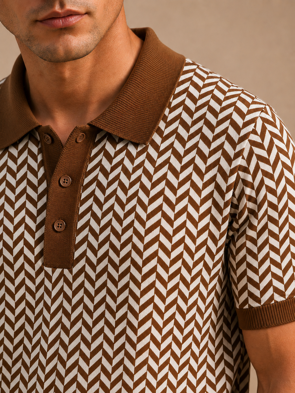 BEZOKE PREMIUM PATTERN BROWN POLO