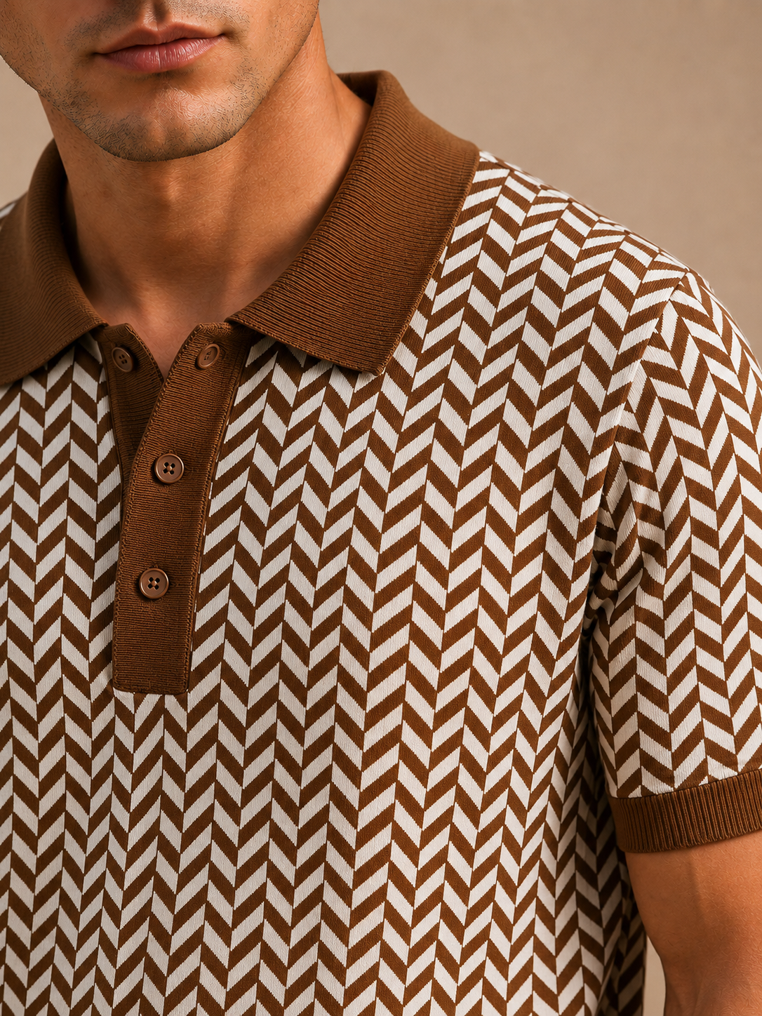 BEZOKE PREMIUM PATTERN BROWN POLO