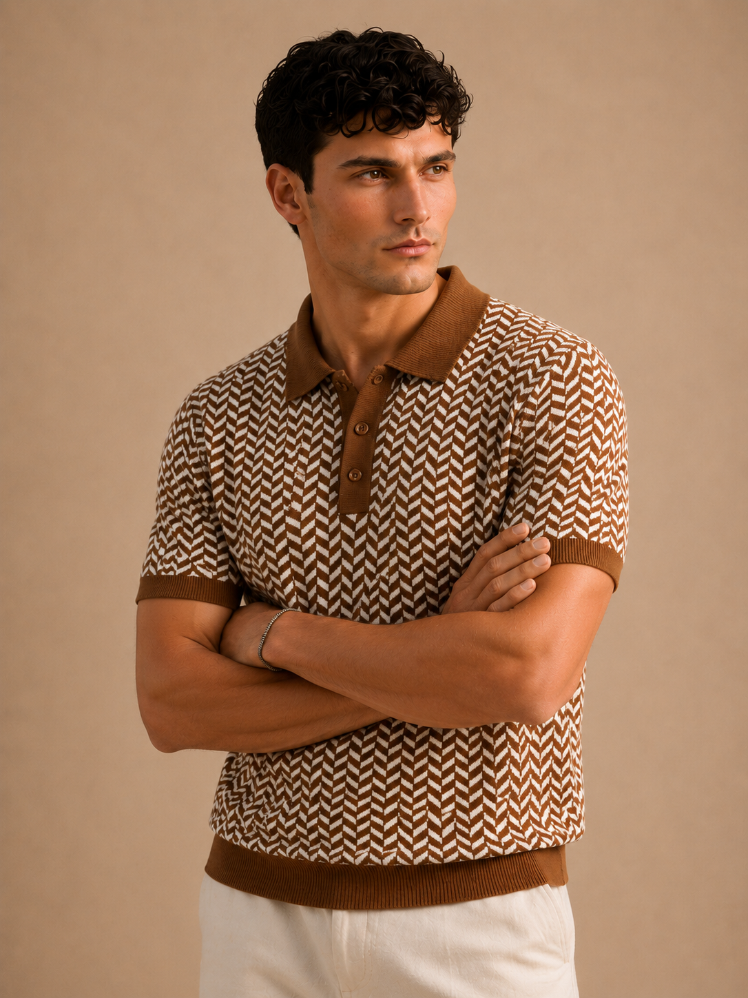 BEZOKE PREMIUM PATTERN BROWN POLO