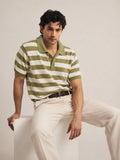 AIR KNIT STRIPED GREEN POLO