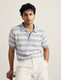 AIR KNIT STRIPED SKY BLUE POLO