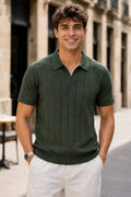 EDGE KNIT – Forest Green Men's Knit Polo