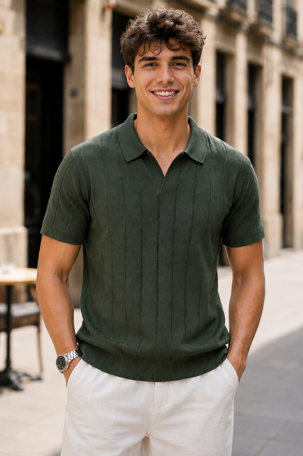 EDGE KNIT – Forest Green Men's Knit Polo