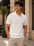 White Edge Knit Polo by BEZOKE