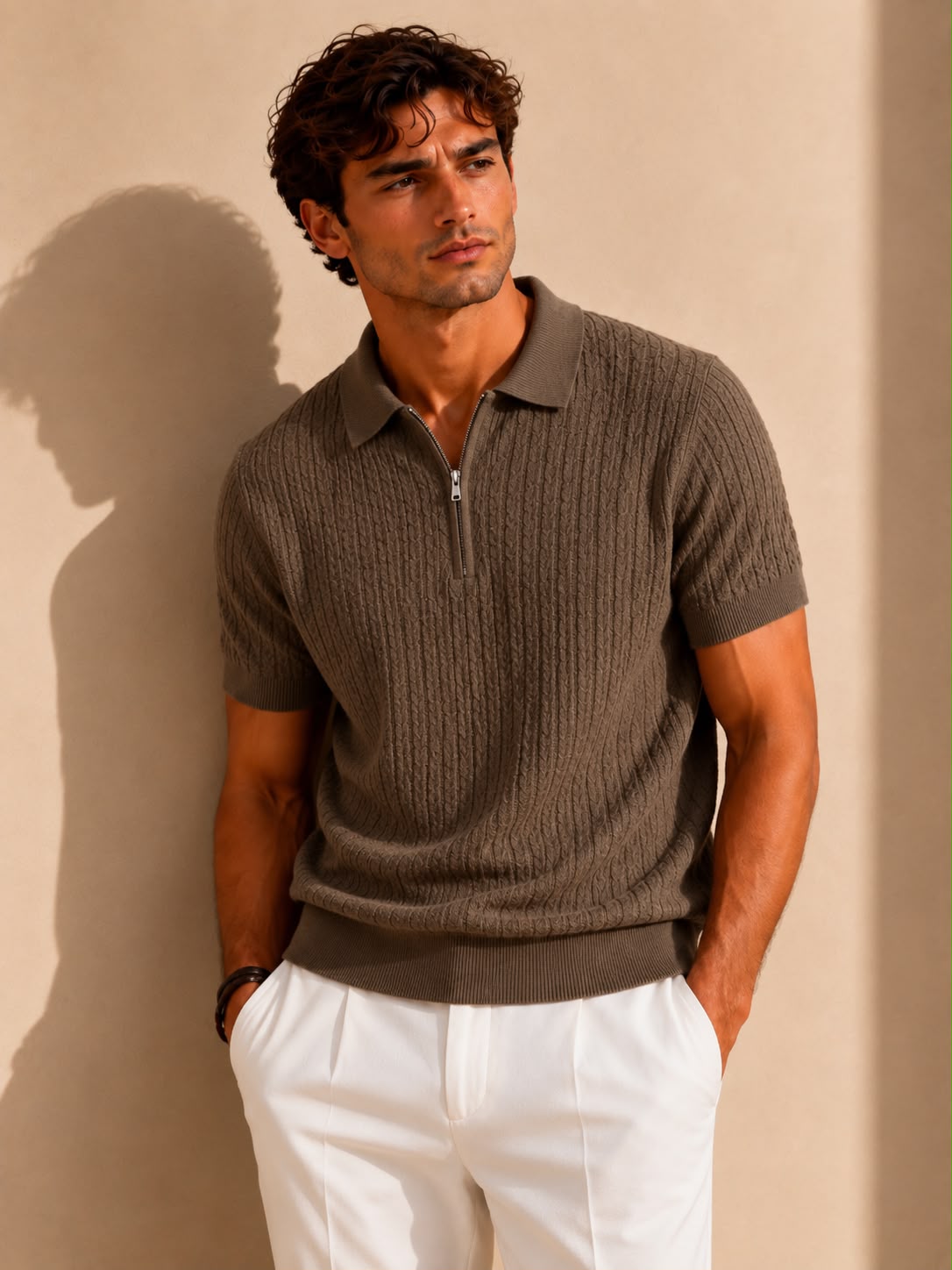VERONA ZIP BROWN POLO