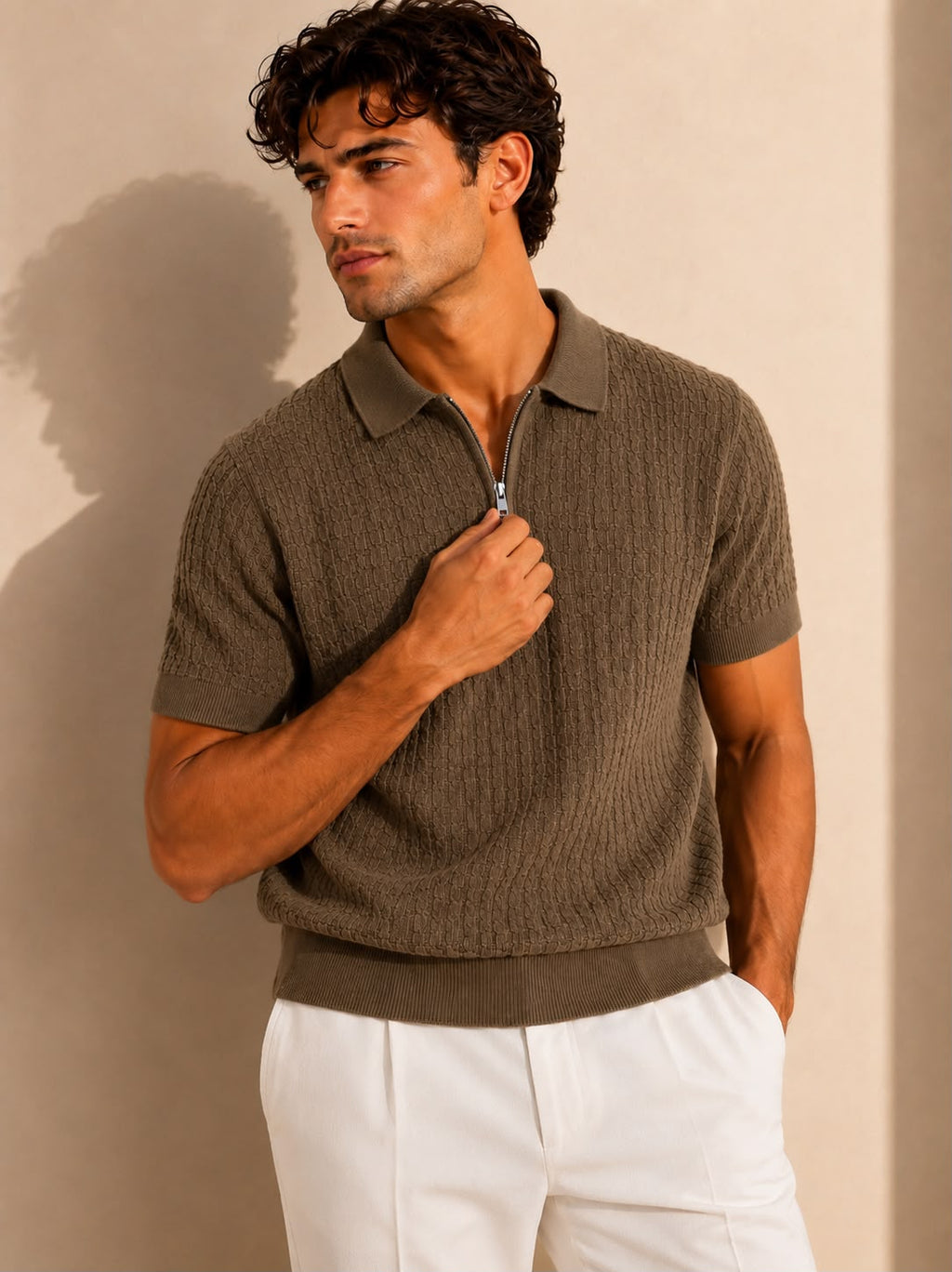 VERONA ZIP BROWN POLO