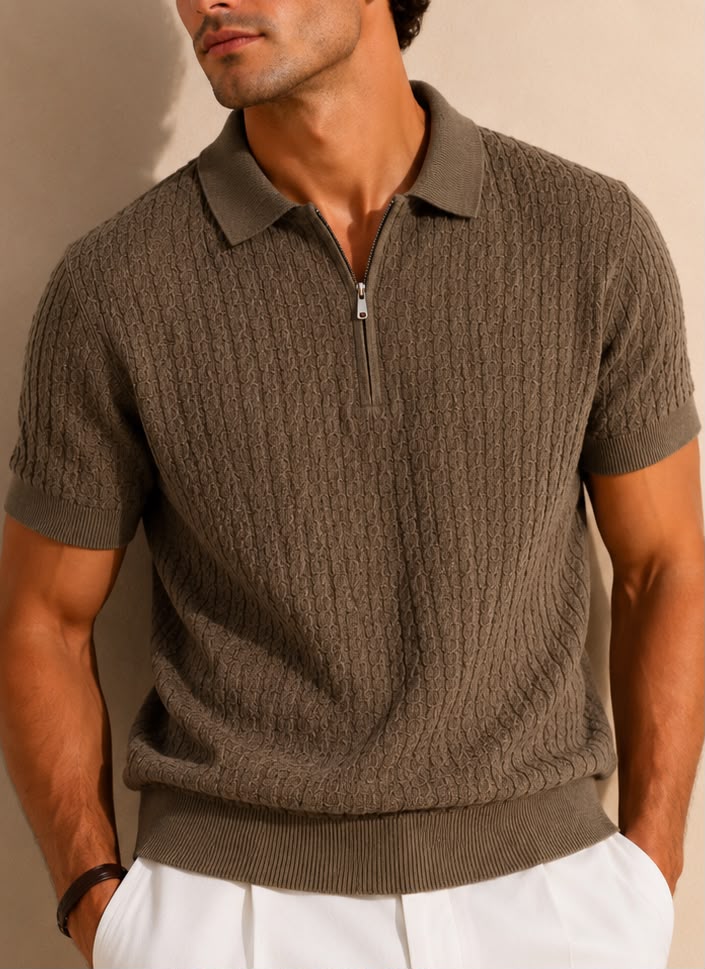 VERONA ZIP BROWN POLO