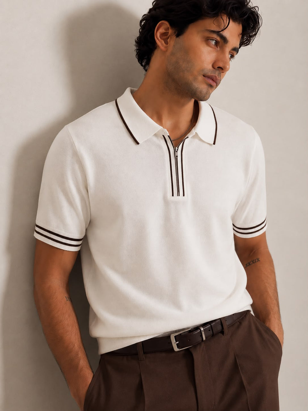 AMALFI ZIP WHITE POLO