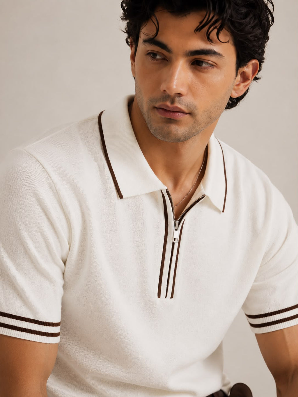 AMALFI ZIP WHITE POLO