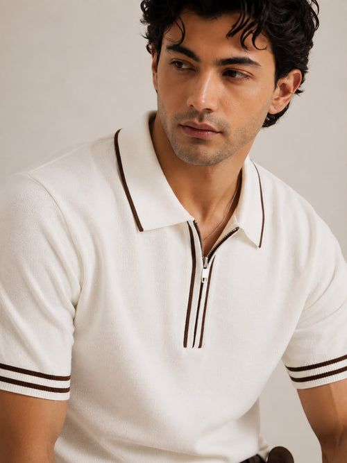 AMALFI ZIP WHITE POLO