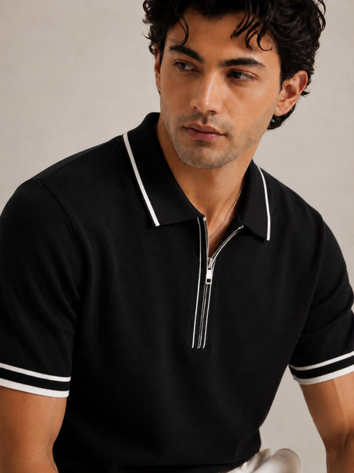 AMALFI ZIP BLACK POLO