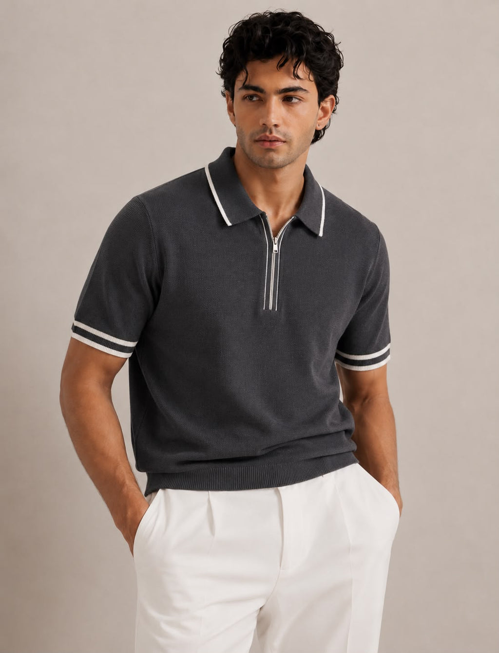 AMALFI ZIP GREY POLO