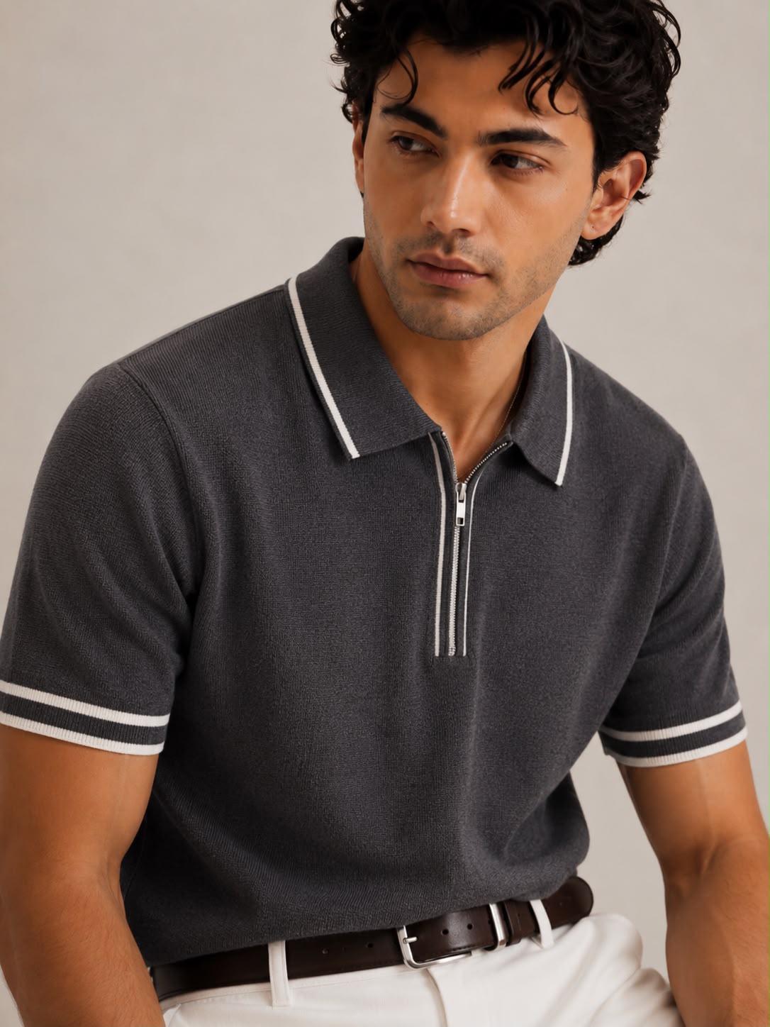 AMALFI ZIP GREY POLO