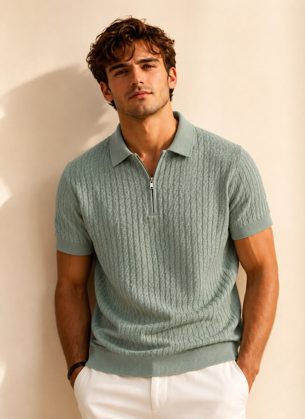 VERONA ZIP TEAL POLO