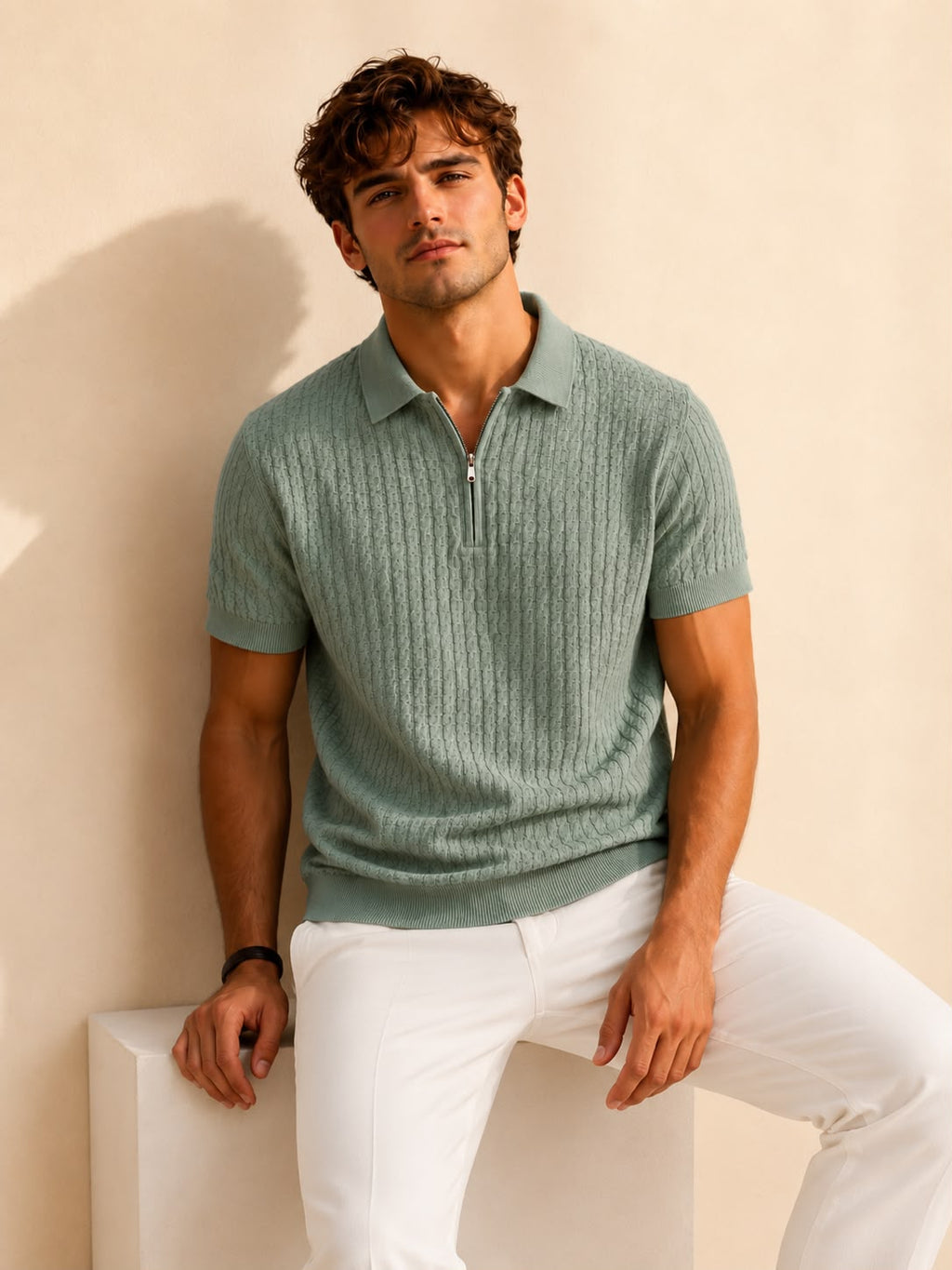 VERONA ZIP TEAL POLO