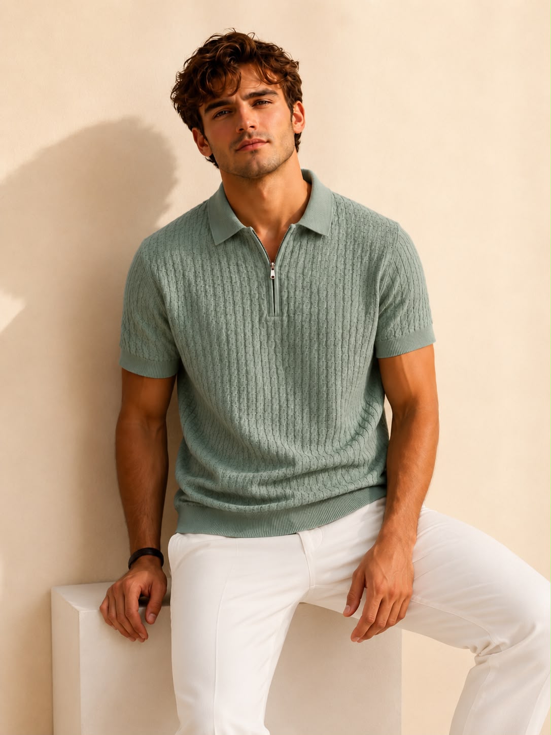VERONA ZIP TEAL POLO