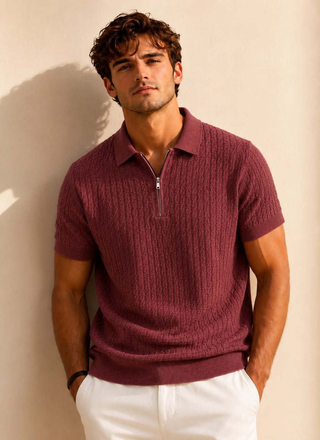 VERONA ZIP BURGUNDY POLO