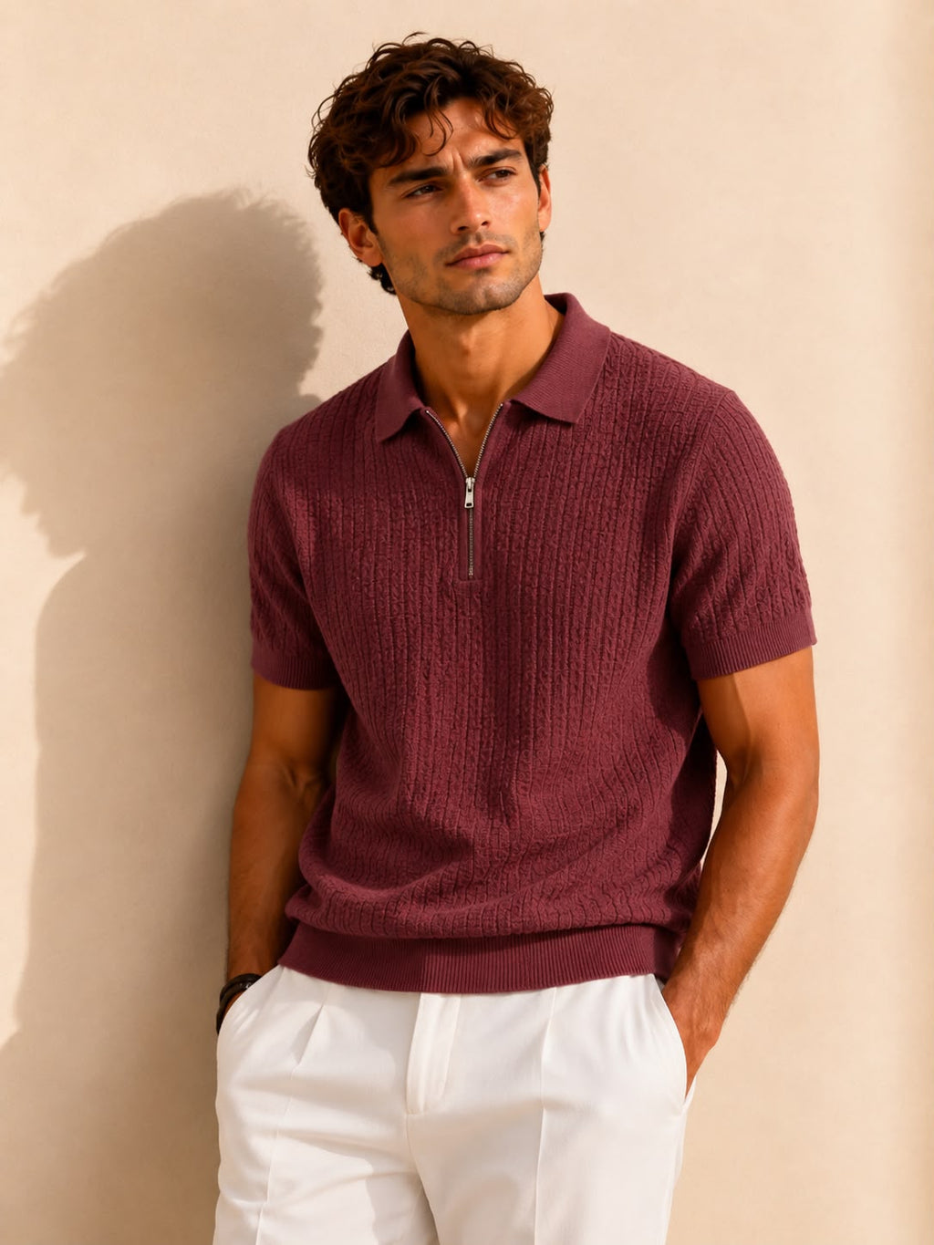 VERONA ZIP BURGUNDY POLO
