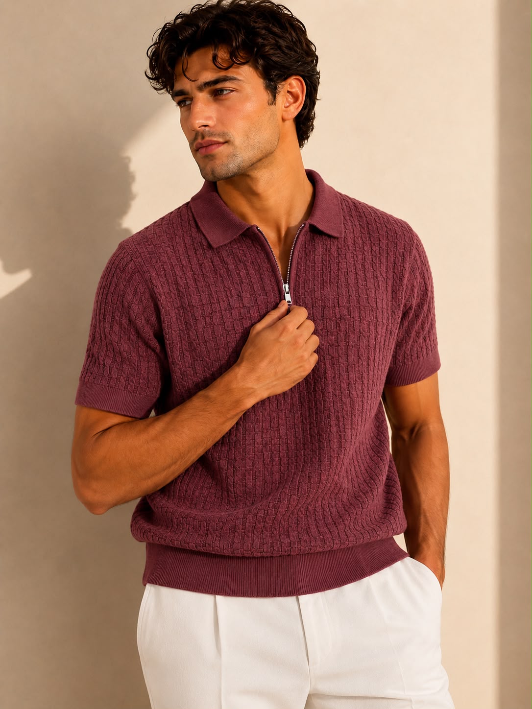 VERONA ZIP BURGUNDY POLO
