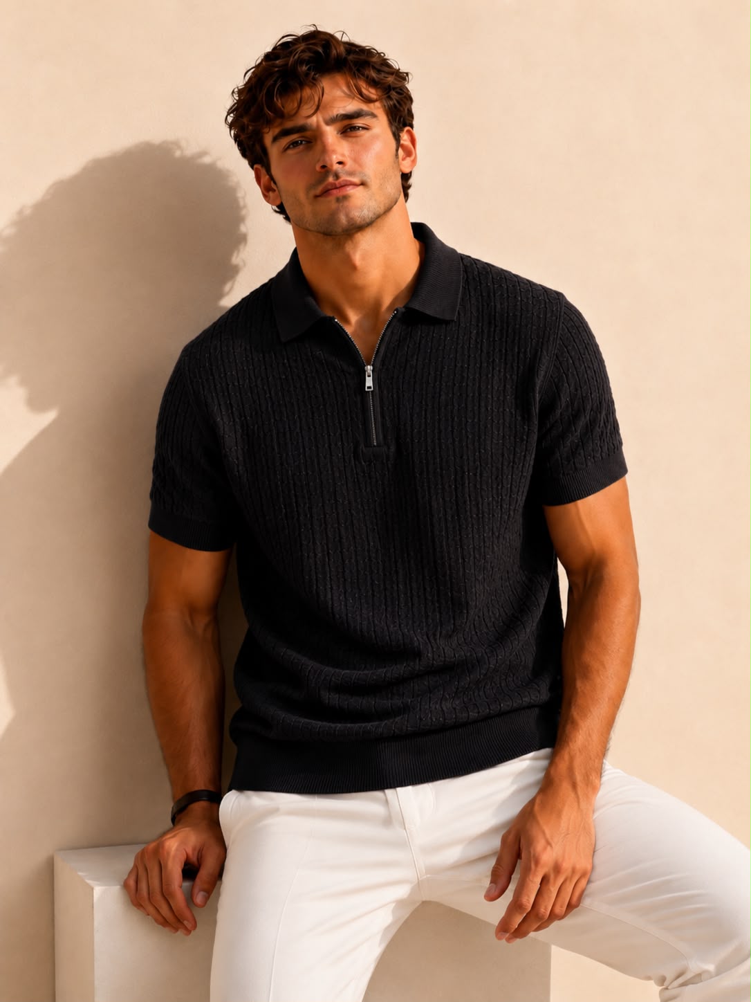 VERONA ZIP BLACK POLO