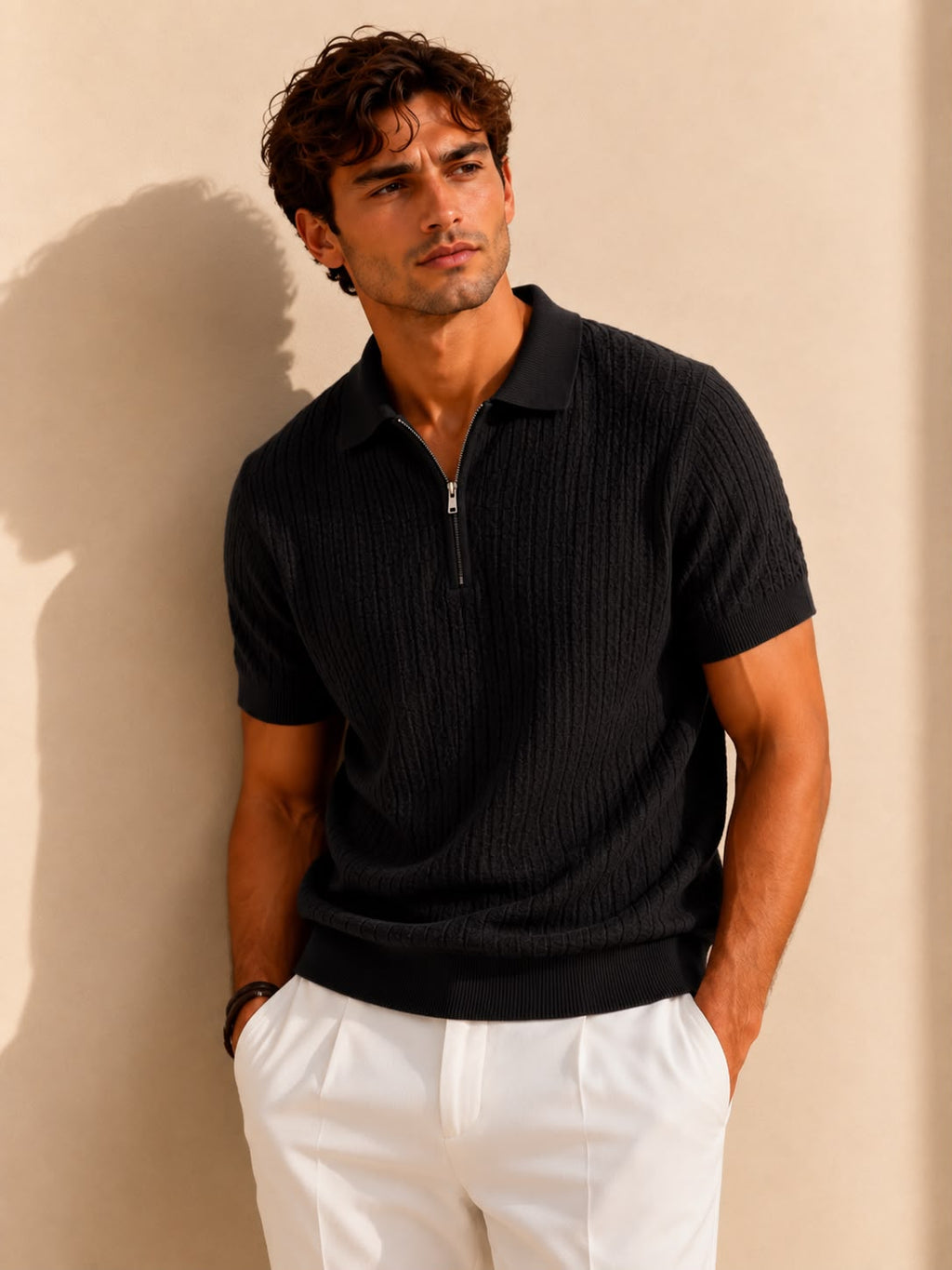 VERONA ZIP BLACK POLO