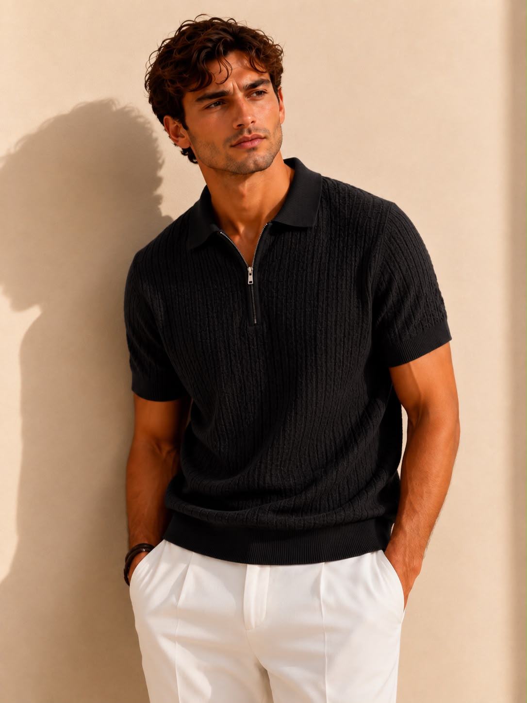 VERONA ZIP BLACK POLO