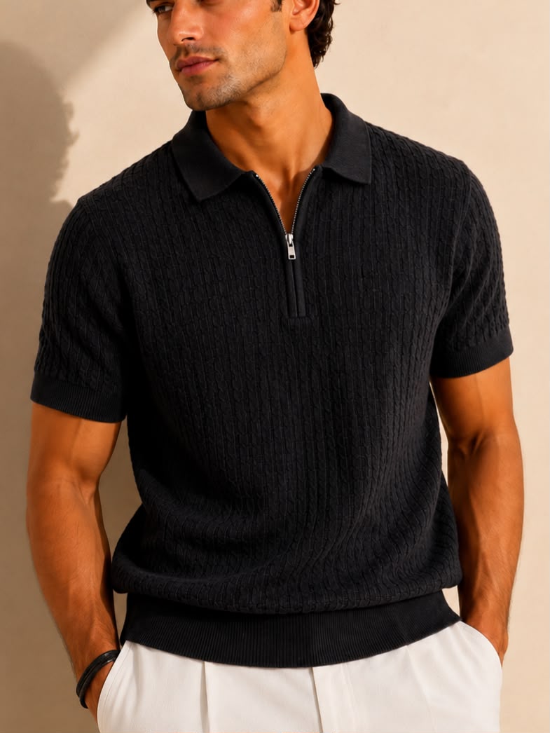 VERONA ZIP BLACK POLO