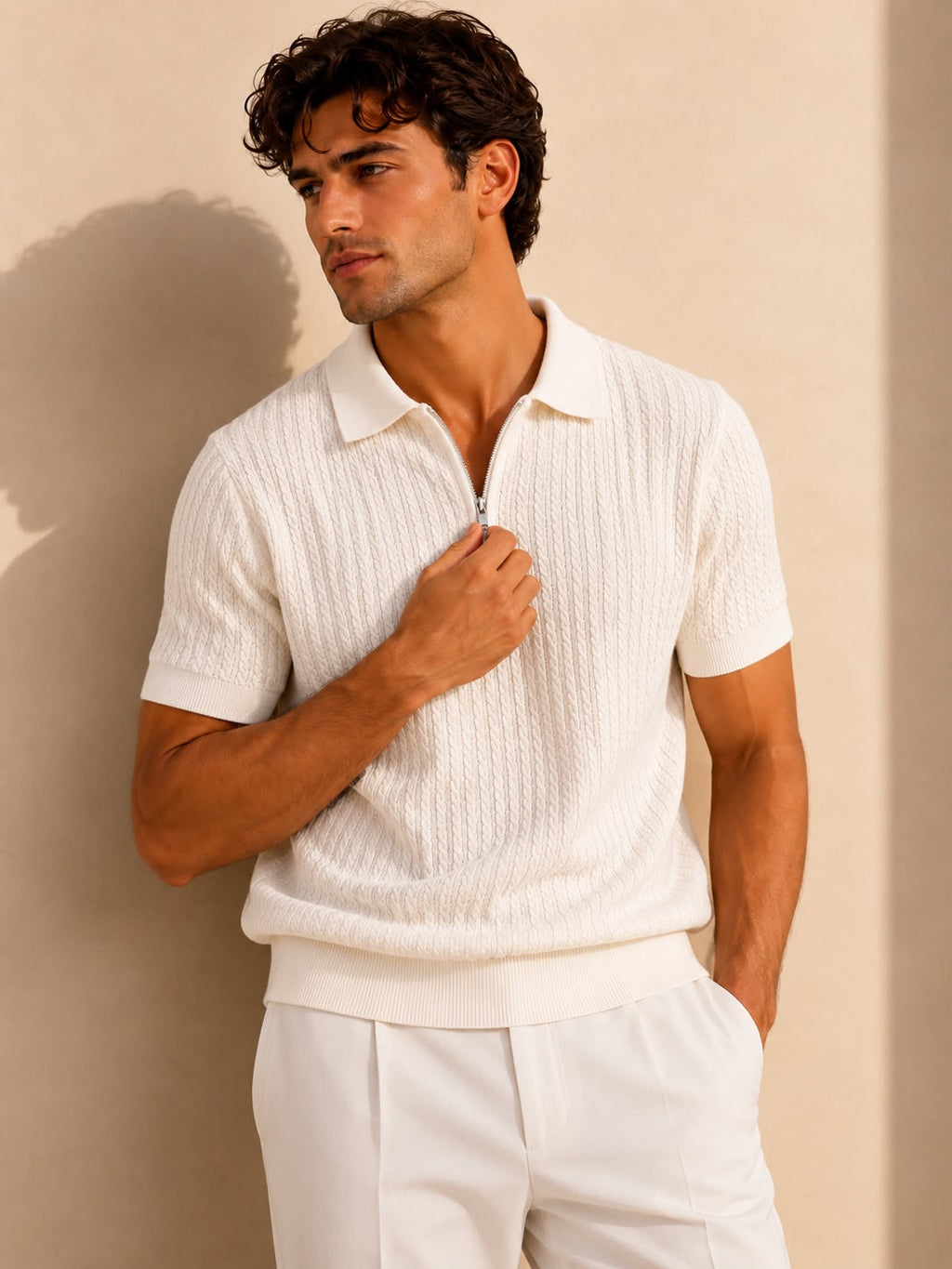 VERONA ZIP WHITE POLO