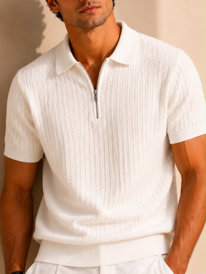 VERONA ZIP WHITE POLO