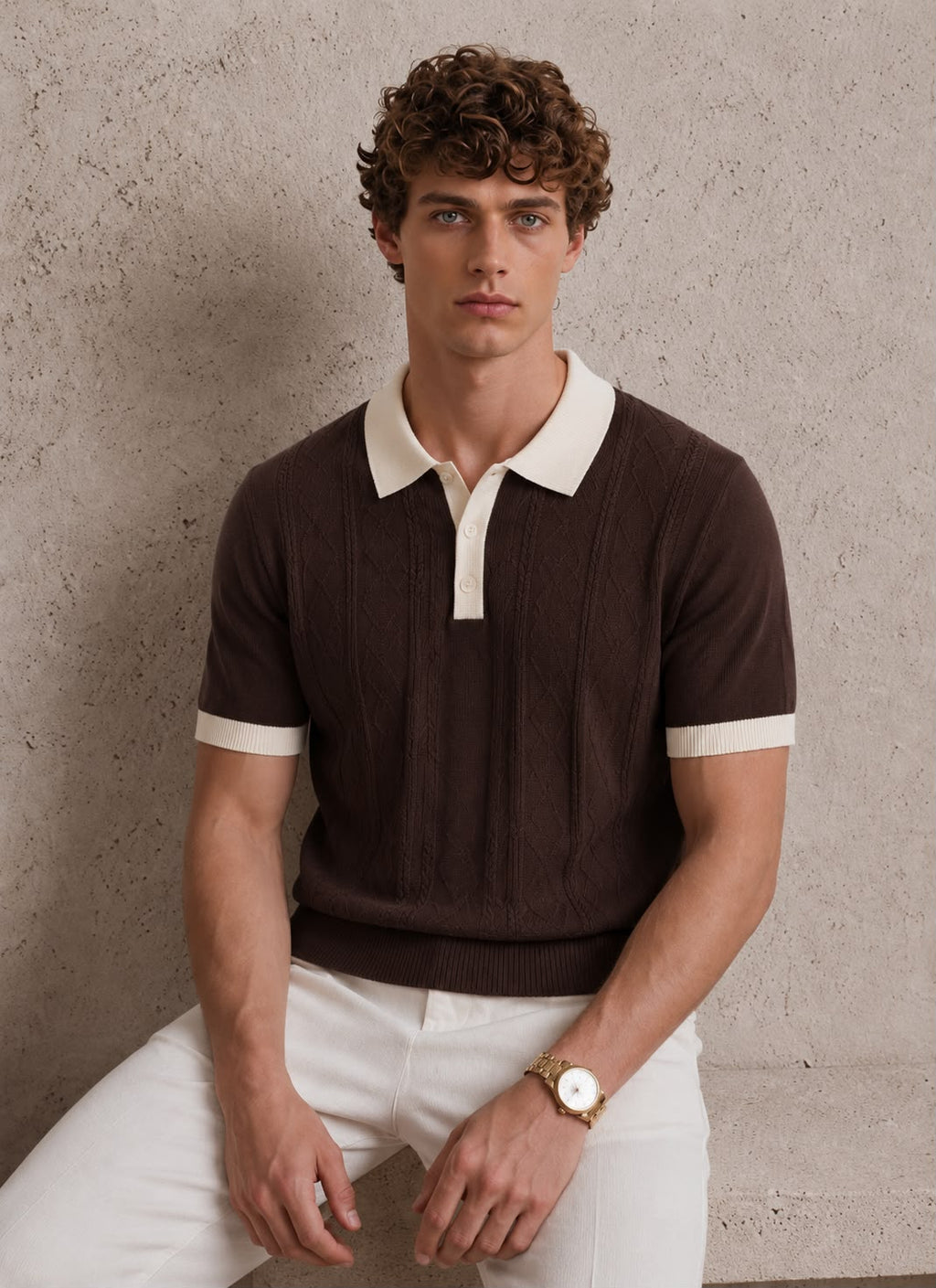 ECLIPSE KNIT BROWN POLO