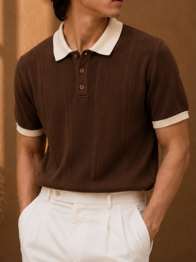 COASTAL KNIT BROWN POLO