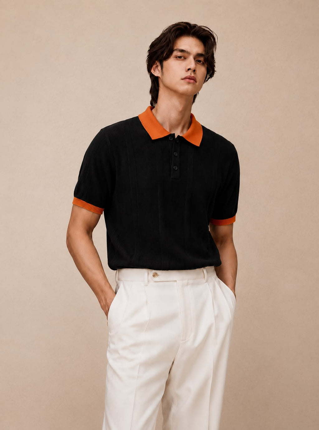 COASTAL KNIT BLACK POLO