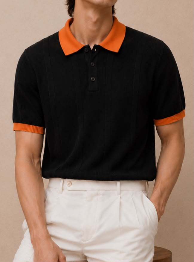 COASTAL KNIT BLACK POLO