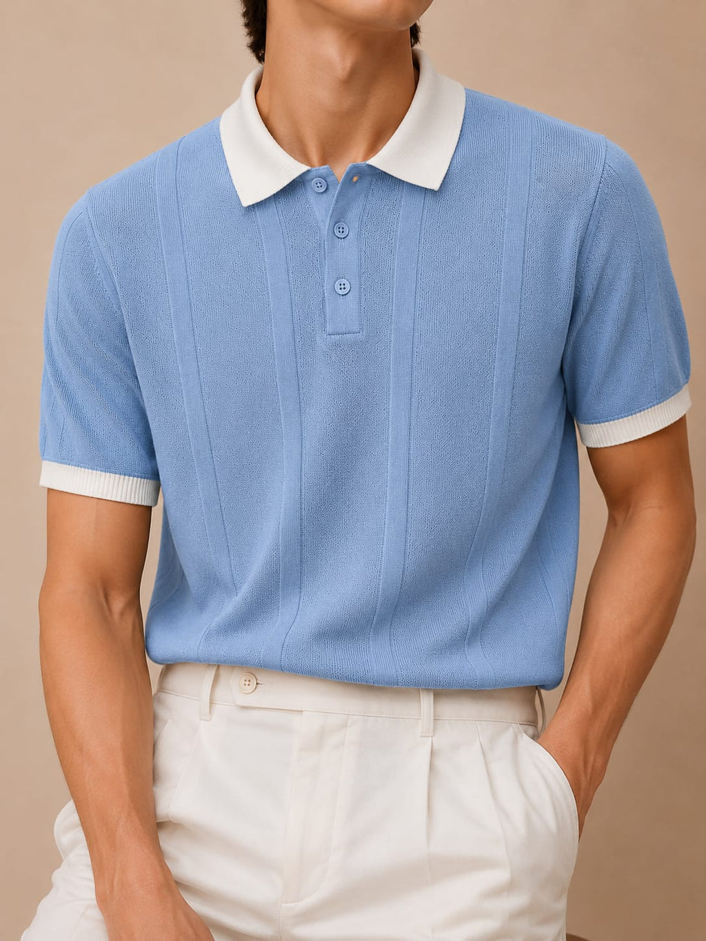 COASTAL KNIT SKY BLUE POLO