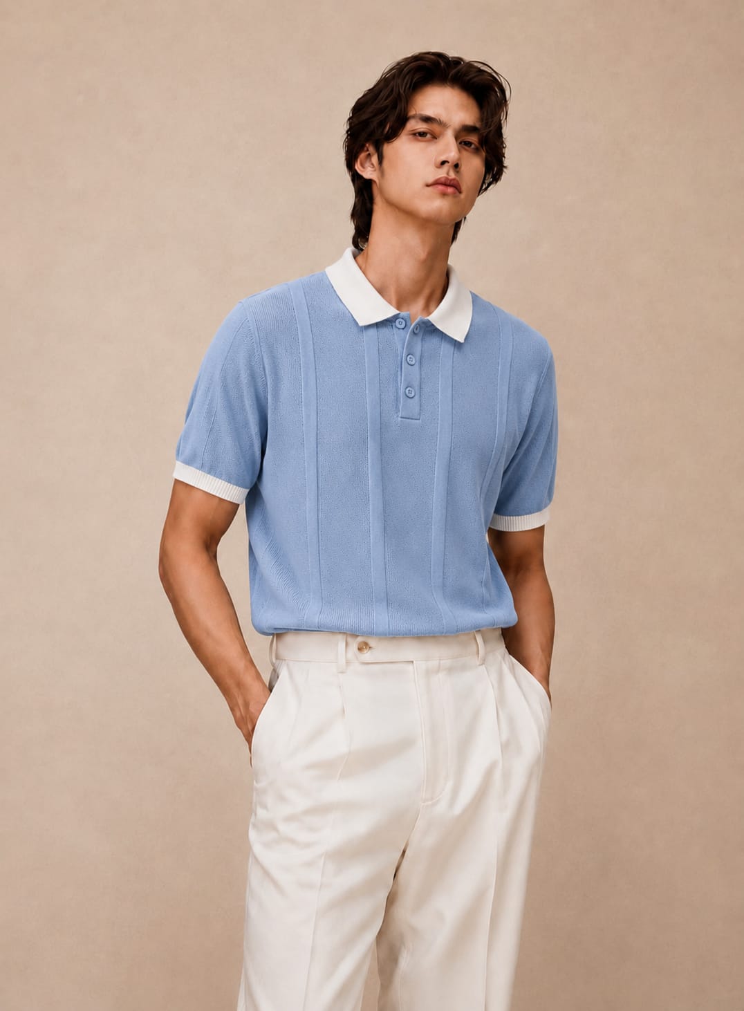 COASTAL KNIT SKY BLUE POLO