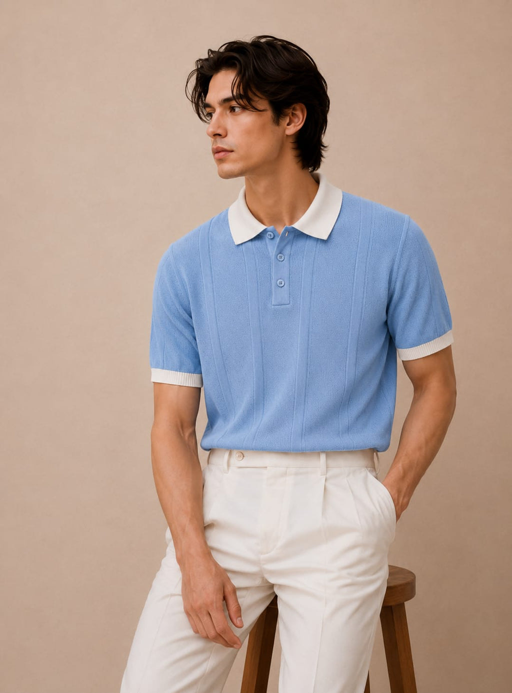 COASTAL KNIT SKY BLUE POLO