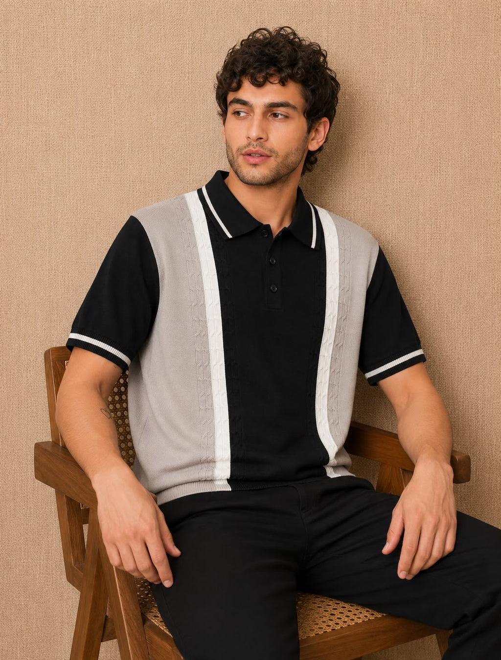 PRESTIGE KNIT BLACK POLO