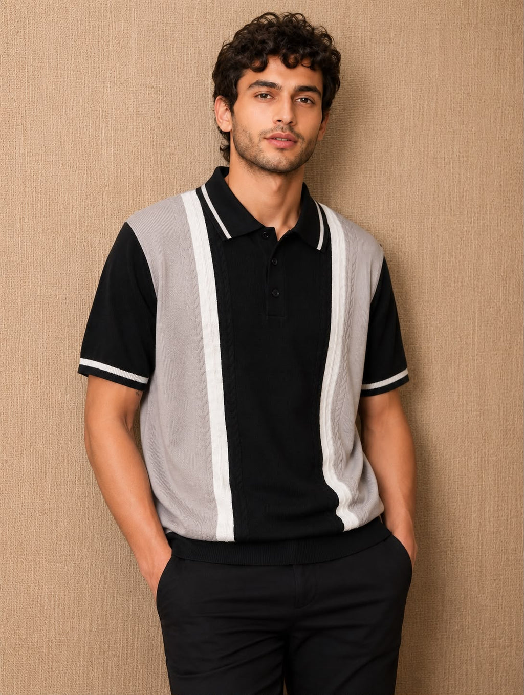 PRESTIGE KNIT BLACK POLO