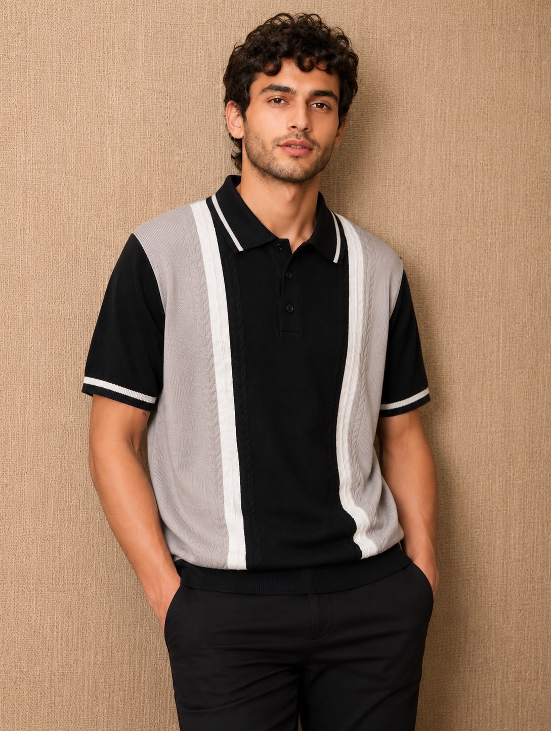 PRESTIGE KNIT BLACK POLO