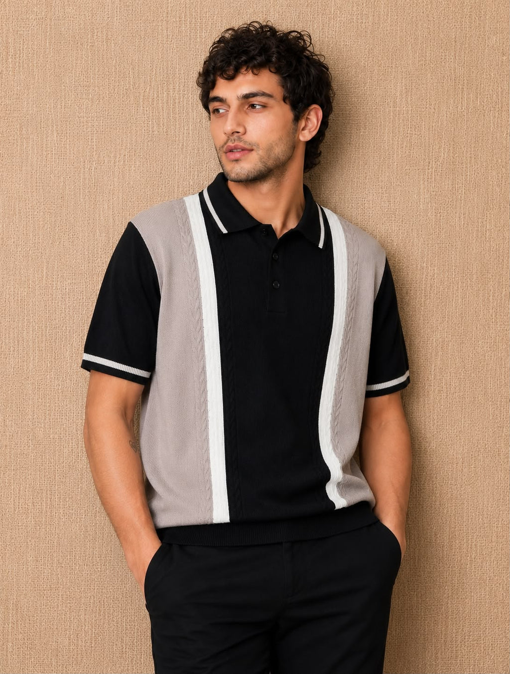 PRESTIGE KNIT BLACK POLO