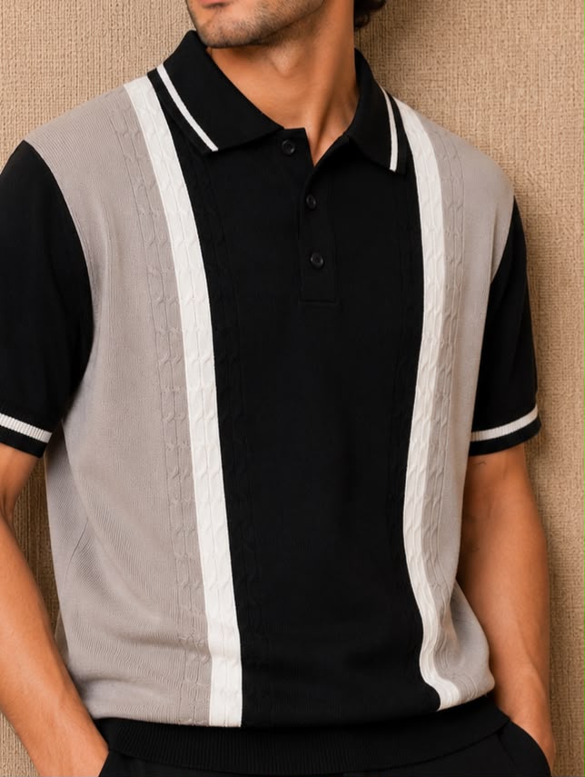 PRESTIGE KNIT BLACK POLO