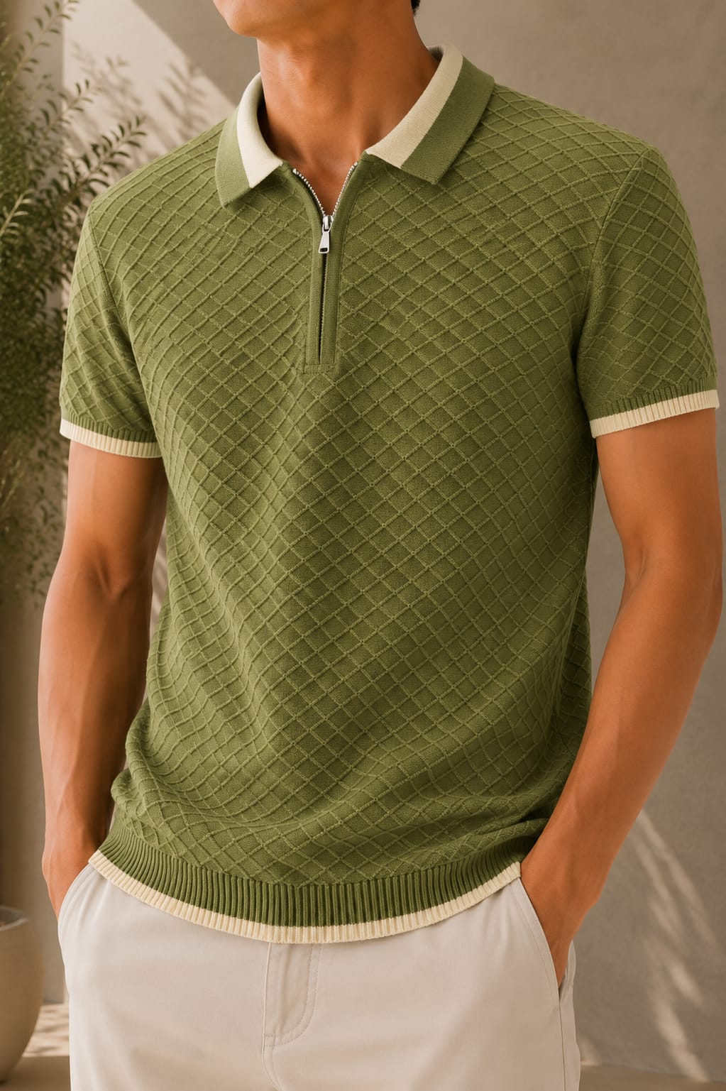 SANTORINI KNIT GREEN POLO
