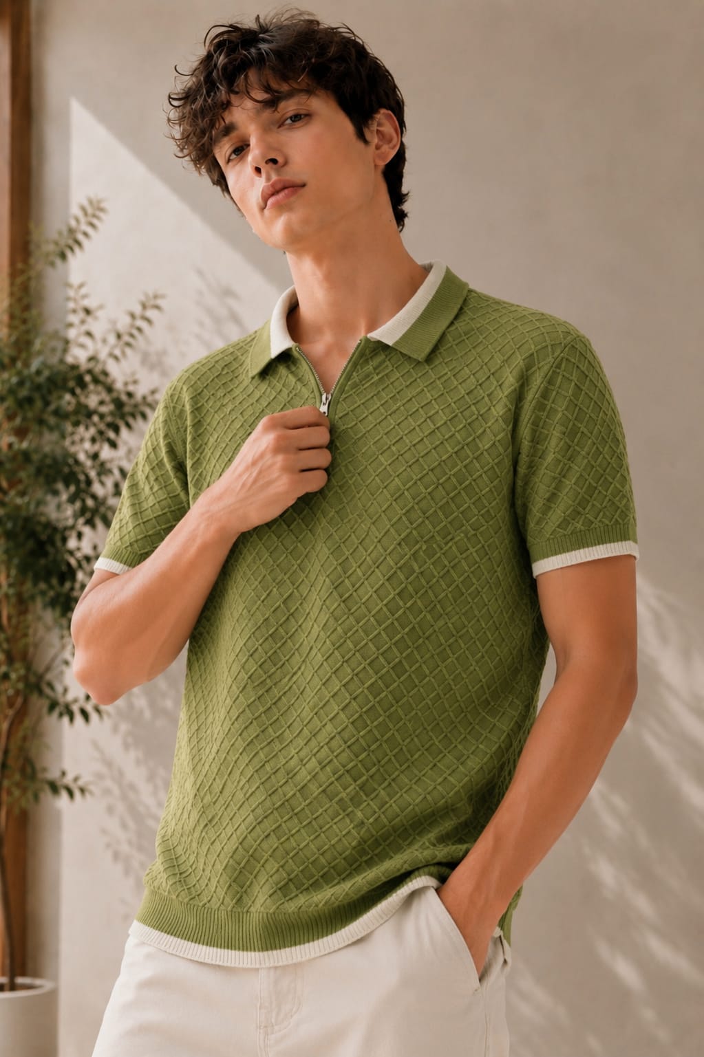 SANTORINI KNIT GREEN POLO