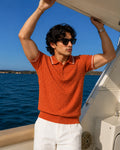 Wave Knit Polo in Burnt Orange – BEZOKE
