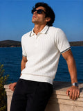Wave Knit Polo in White – BEZOKE