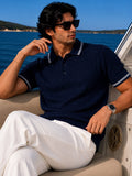 Wave Knit Polo in Navy – BEZOKE