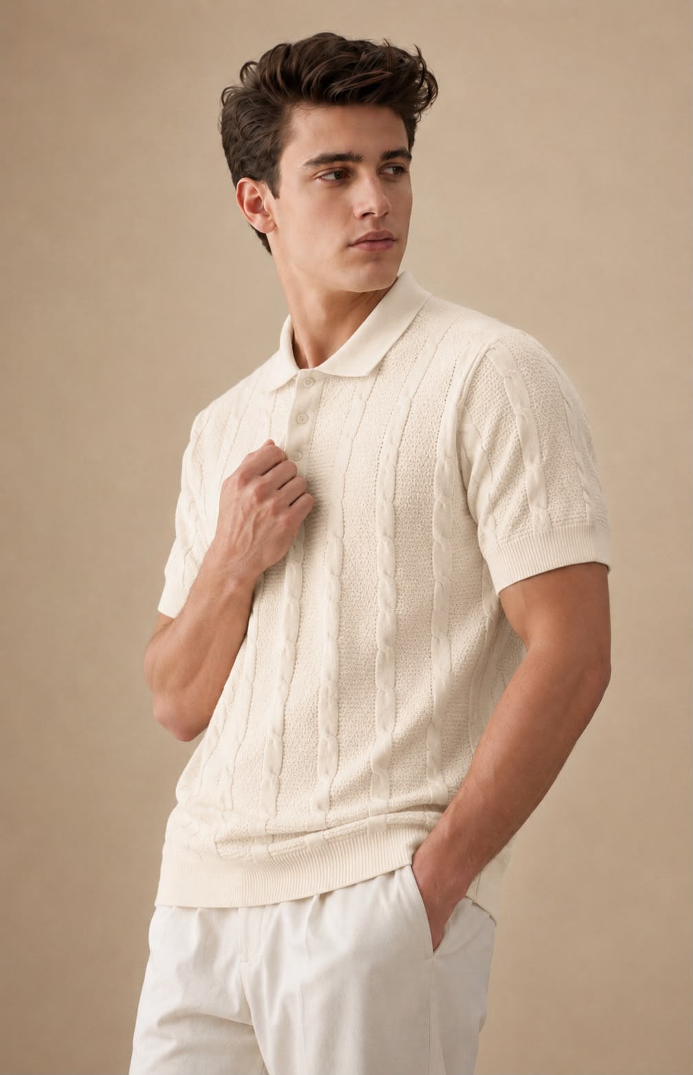 RIVIERA KNIT CREAM POLO