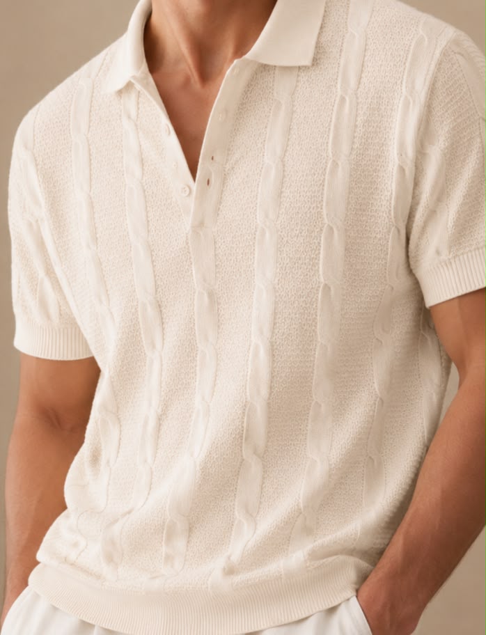 RIVIERA KNIT CREAM POLO