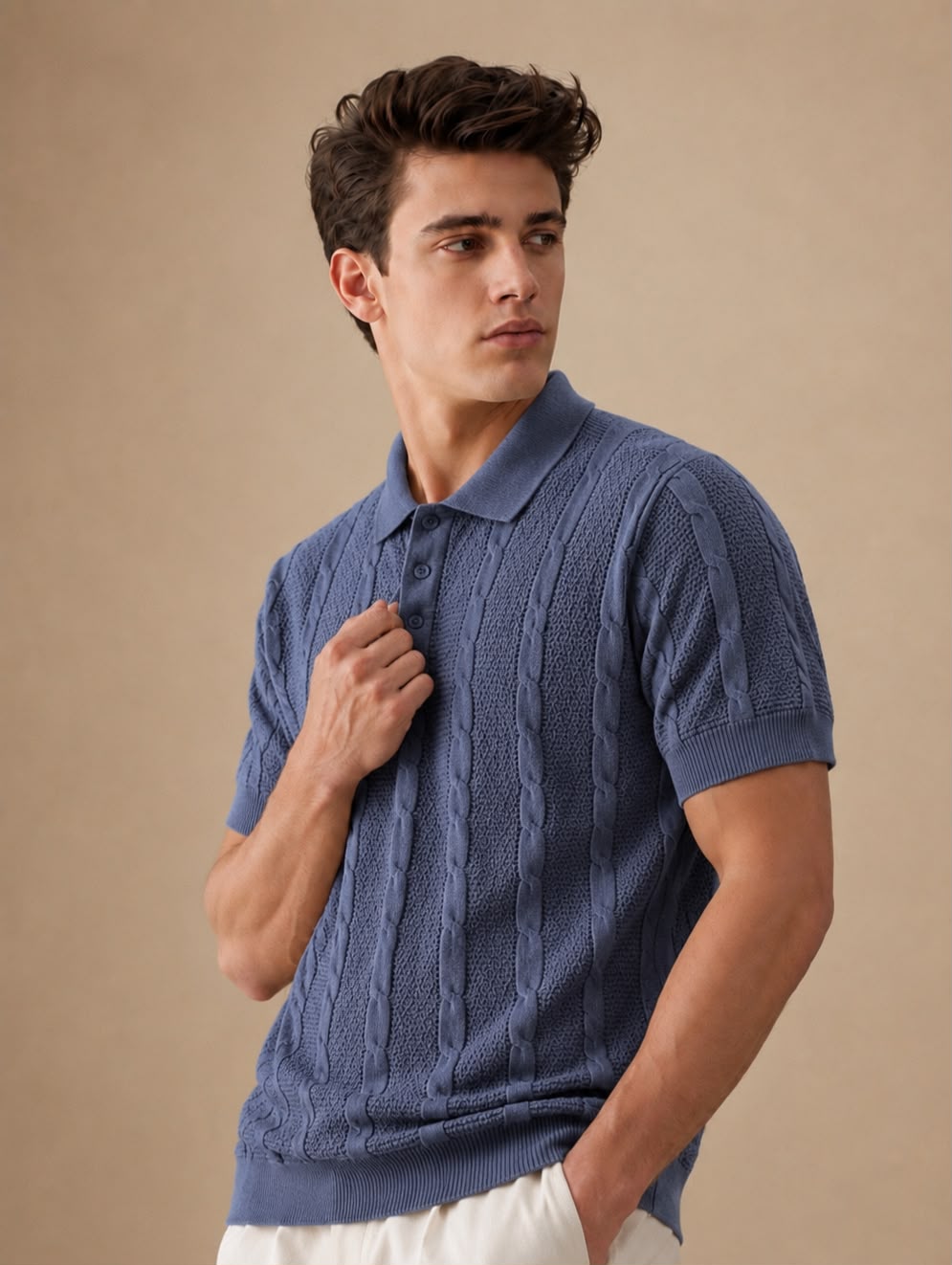 RIVIERA KNIT GREY POLO