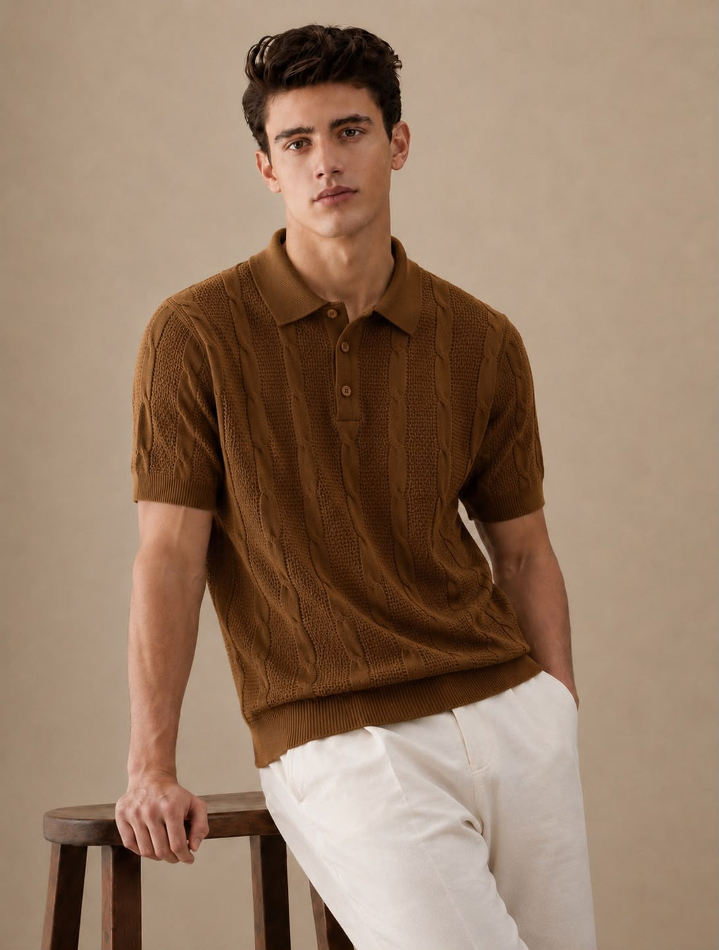 RIVIERA KNIT BROWN POLO